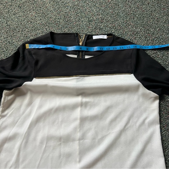 CALVIN KLEIN Black & White Colorblock Business Casual 3/4 Long Adjustable Sleeve - Picture 13 of 16